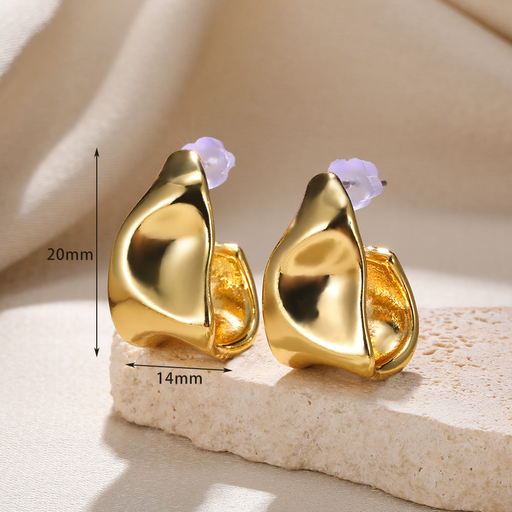 Irregular Geometric Gold Pin Earrings JLT12753