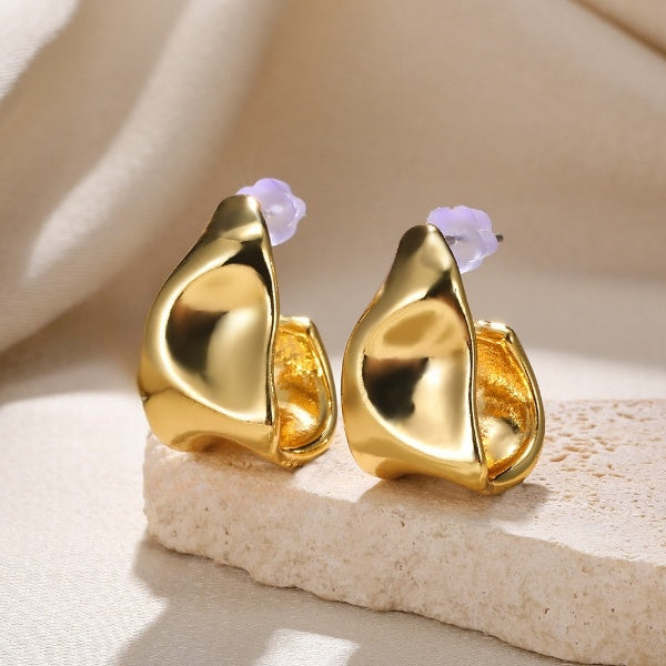 Irregular Geometric Gold Pin Earrings JLT12753