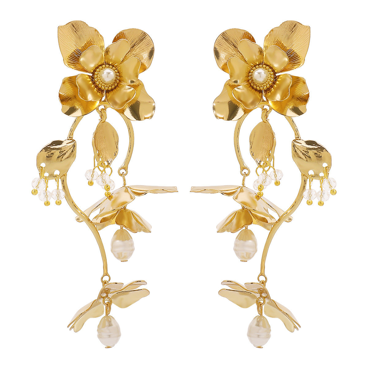 Vintage Floral Style Gold Drop Earrings JLT12865