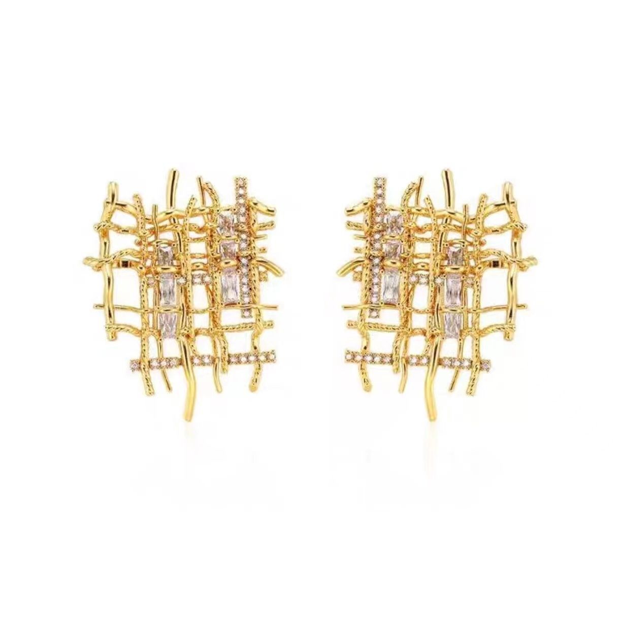 Geometric style Hoop Gold Earing JLT12958