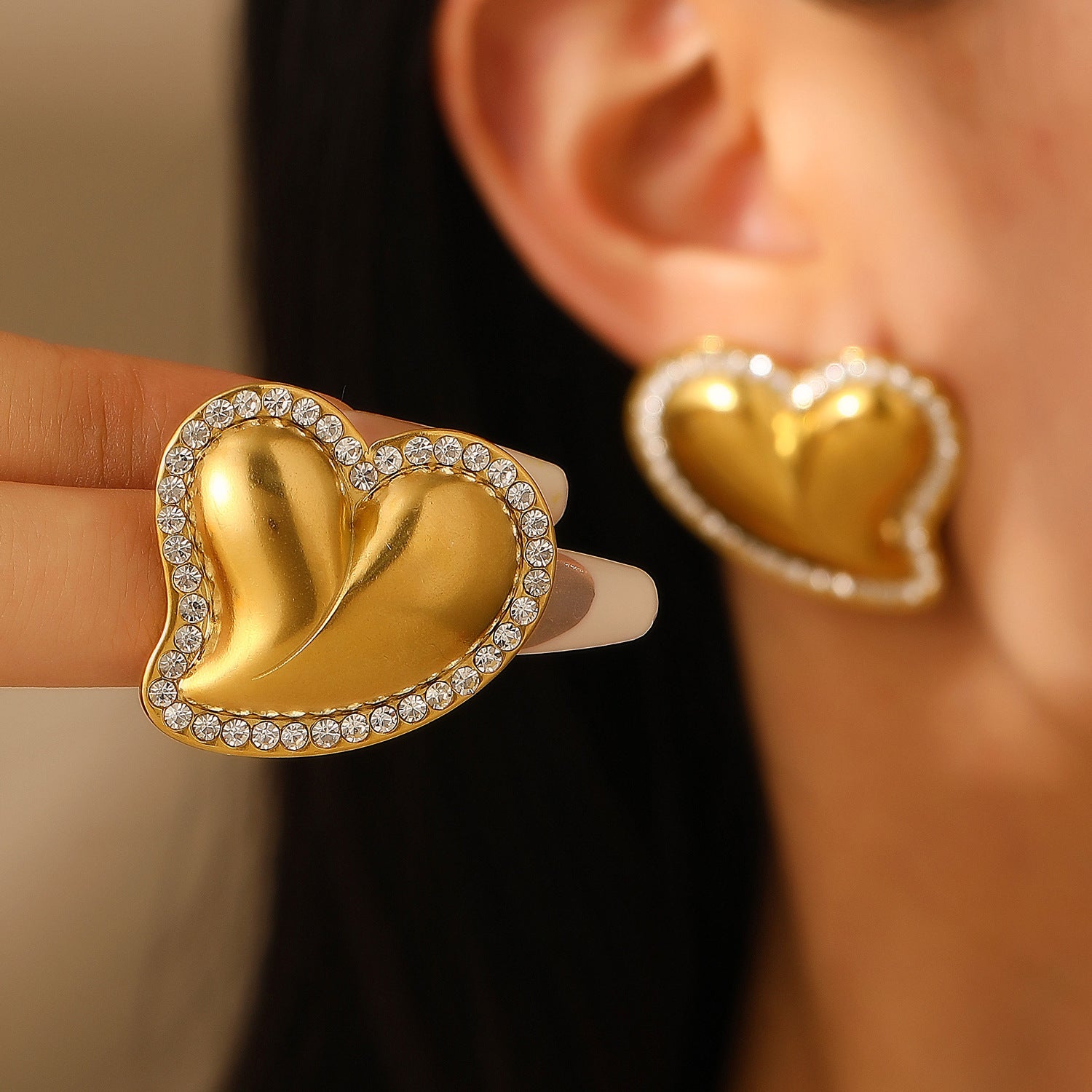 Geometric irregular Heart Shaped Gold Hoop Earring JLT12967