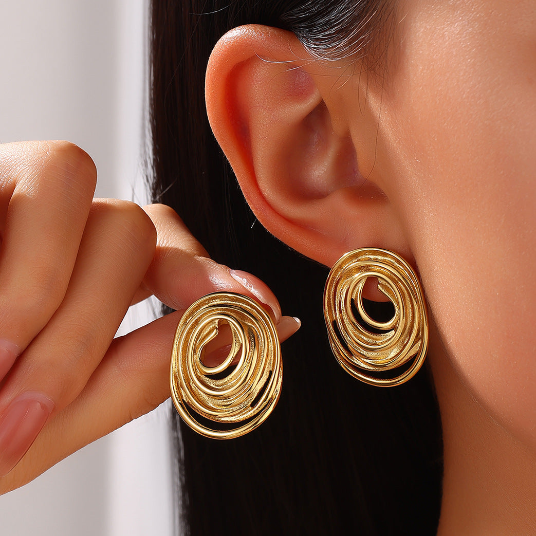 Elliptical Multi Funnel Statement Earrings JLT13009