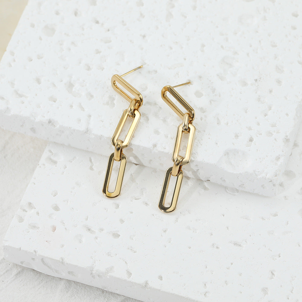 Sleek and Stylish Geometric Link Earrings JLT13073