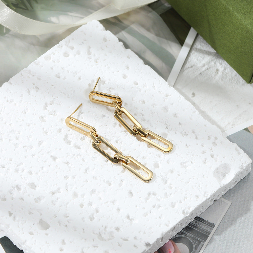 Sleek and Stylish Geometric Link Earrings JLT13073