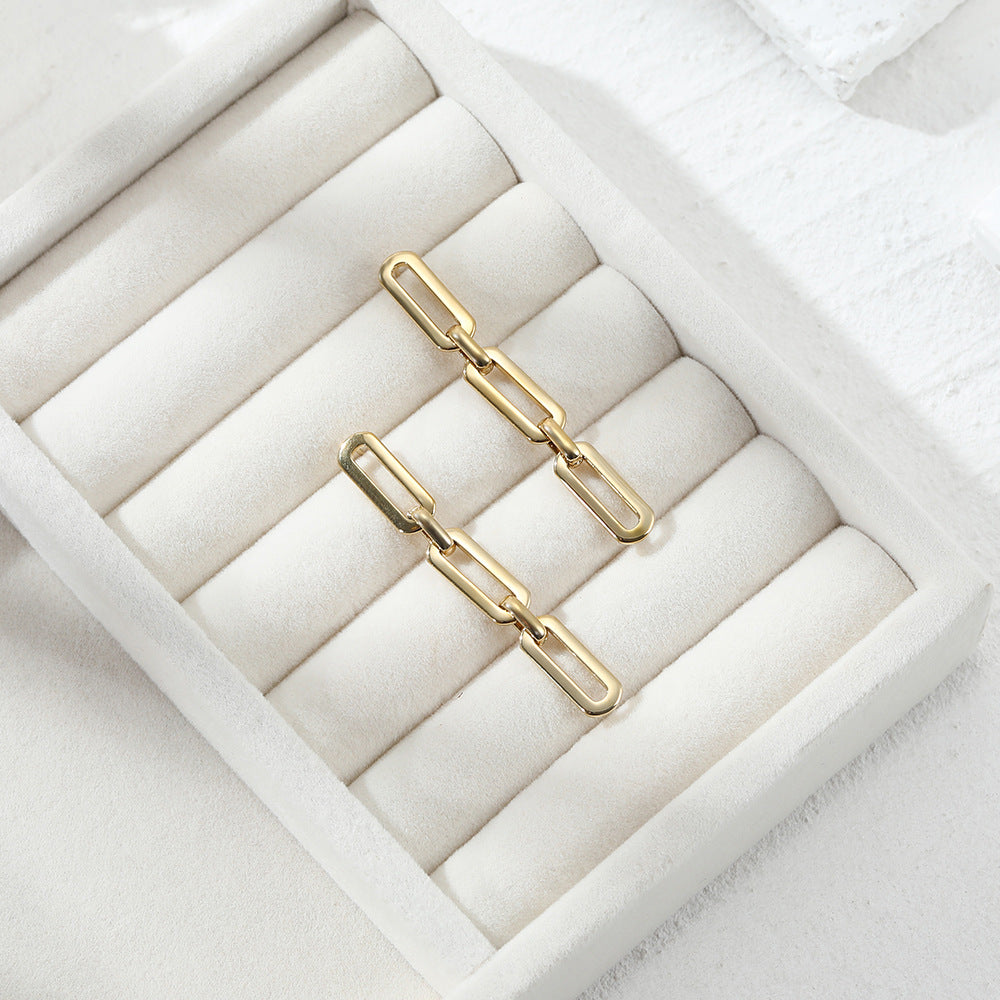 Sleek and Stylish Geometric Link Earrings JLT13073