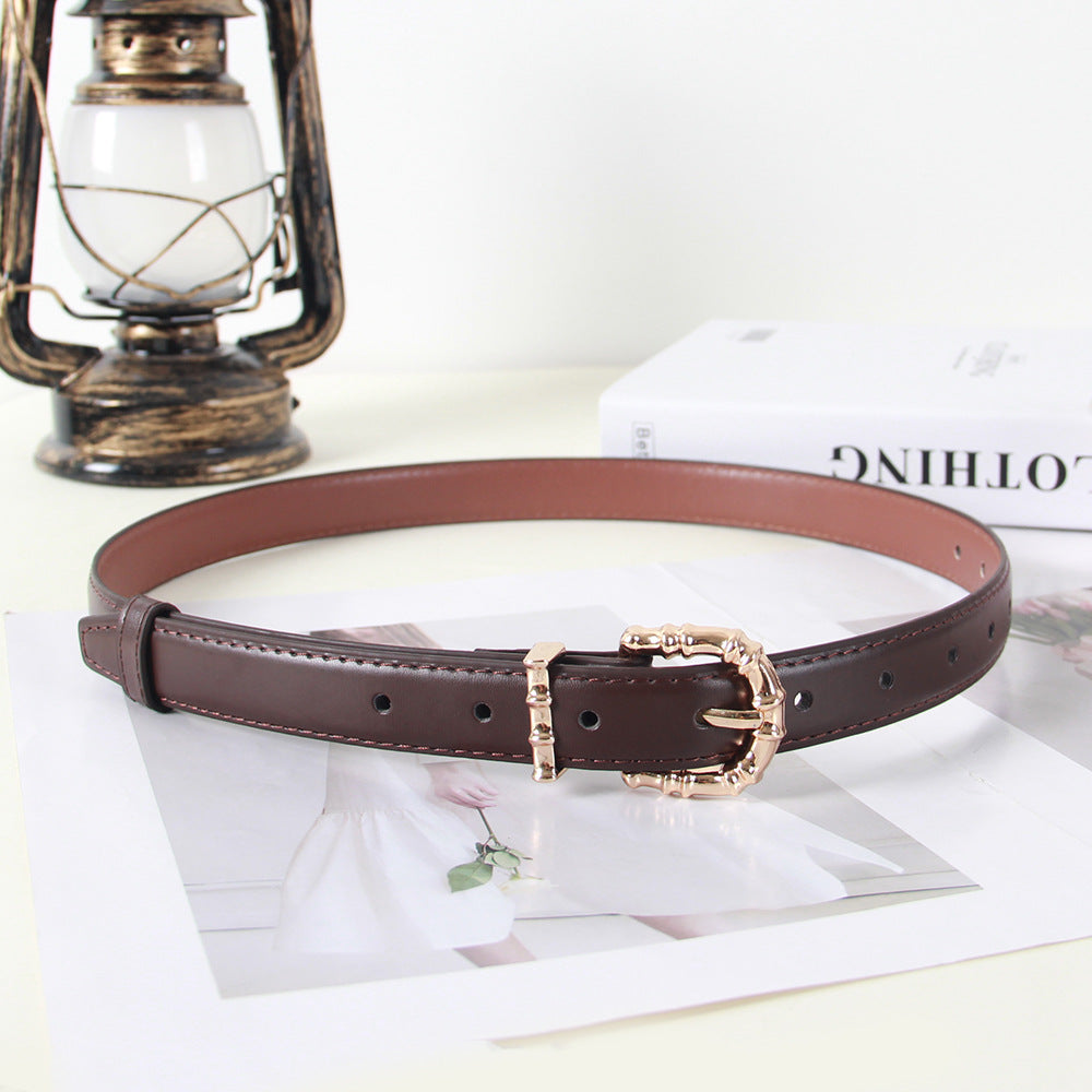 Thin Pin Gold Buckle Coffee Brown Belts JLTHB0236