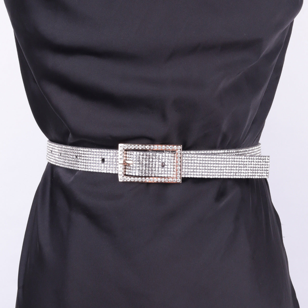 Rectangular Shaped Rhinestone Silver Belts JLTHB0243