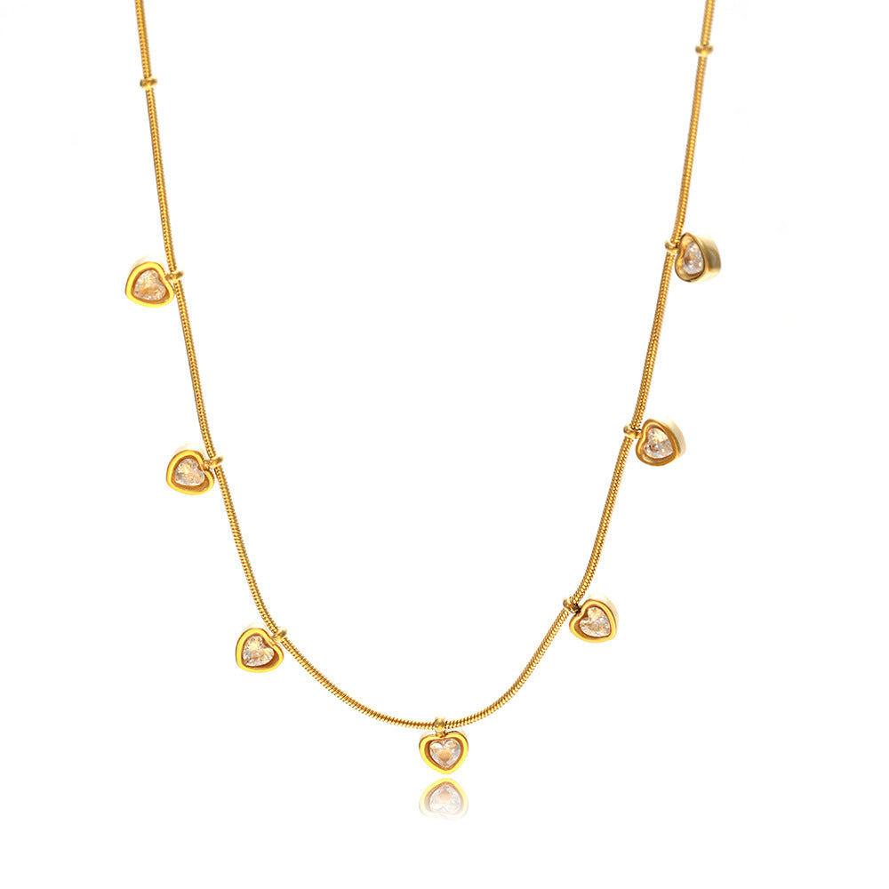 Chic Gold Necklace with Delicate Crystal Drops JLTN1337