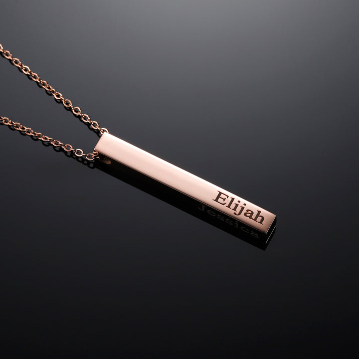 PERSONALIZED CUBOID BAR ENGRAVED NAME NECKLACE