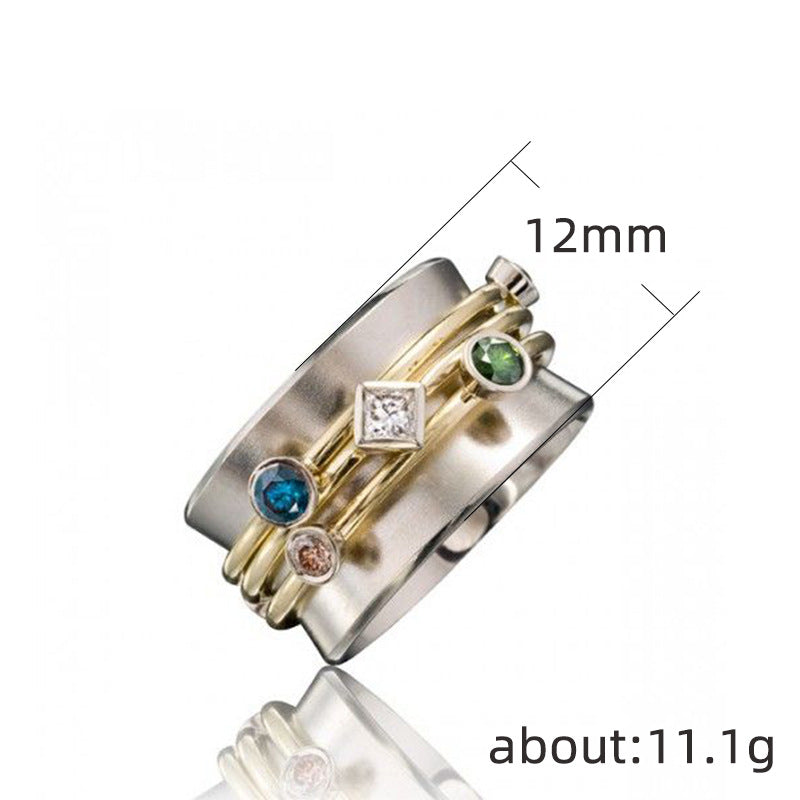 Cross Geometric A Cubic Zirconia Crystals Multicolour Rings JLTR0425