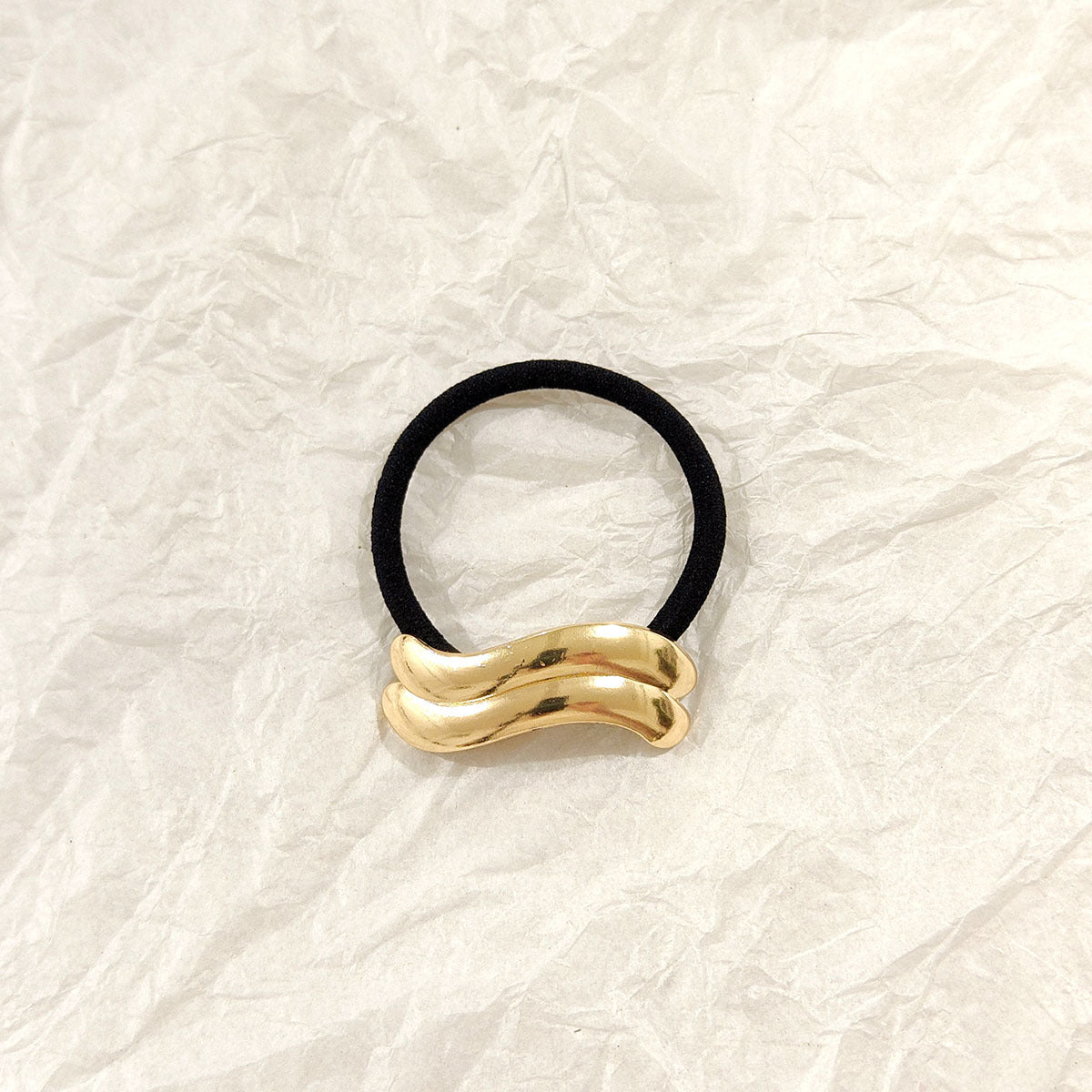 Wave Shaped Metal Tug Gold Hair Ties JLTS0510