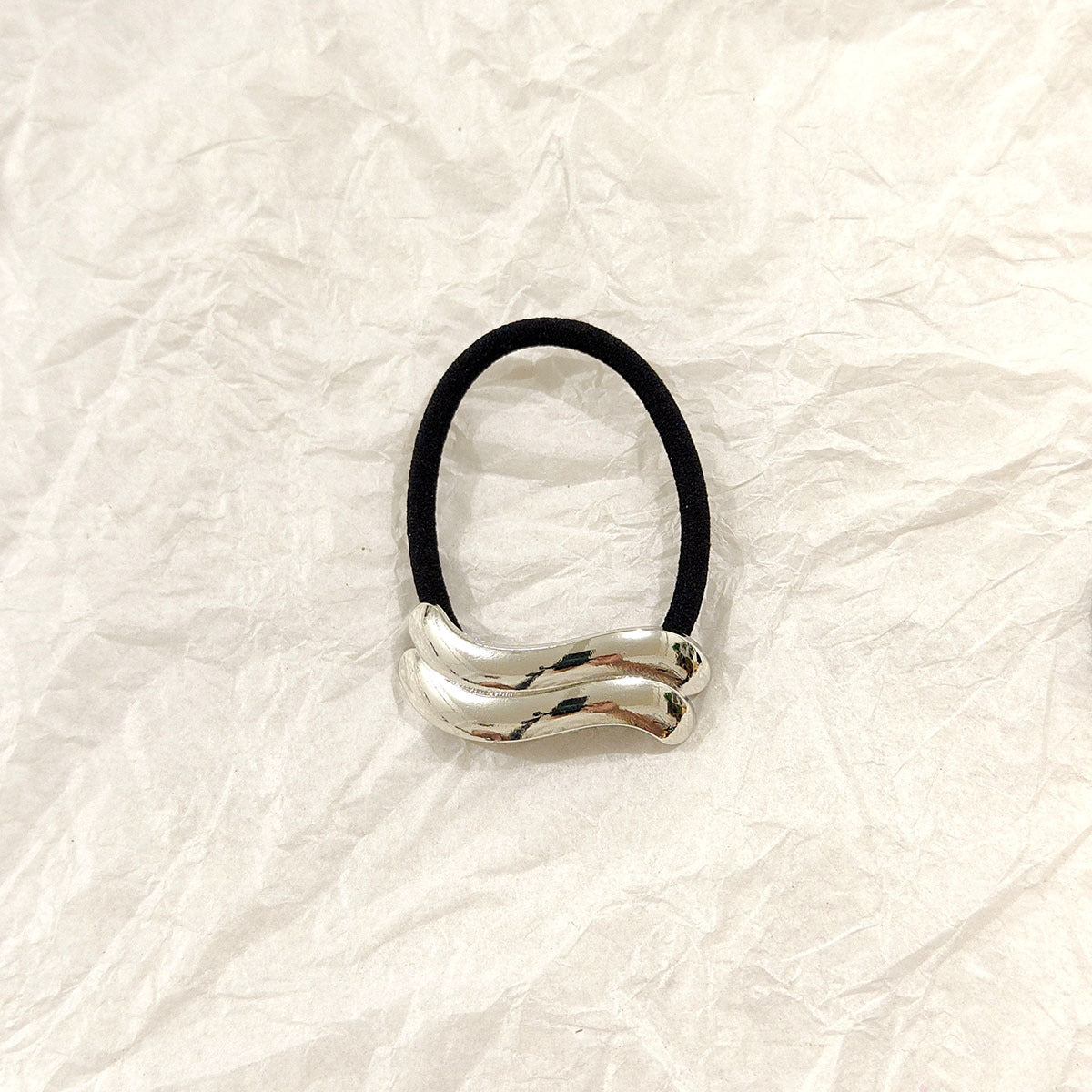 Wave Shaped Metal Tug Silver Hair Ties JLTS0511