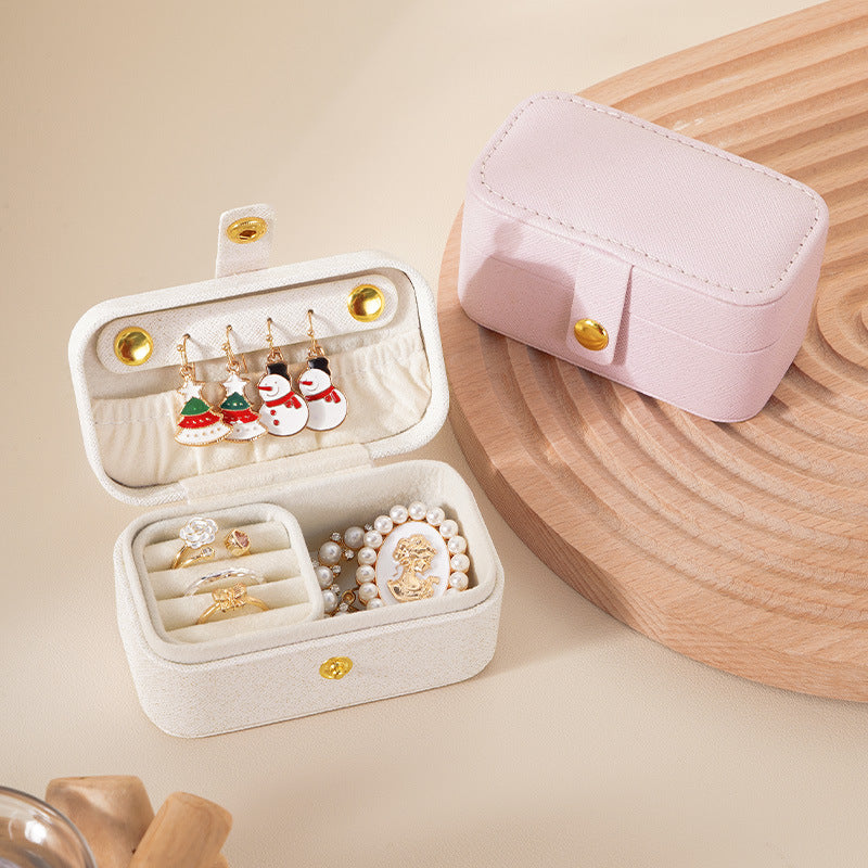 Mini Travel Jewelry Box with Earring Hooks - Compact Organizer for Rings, Earrings, and Accessories