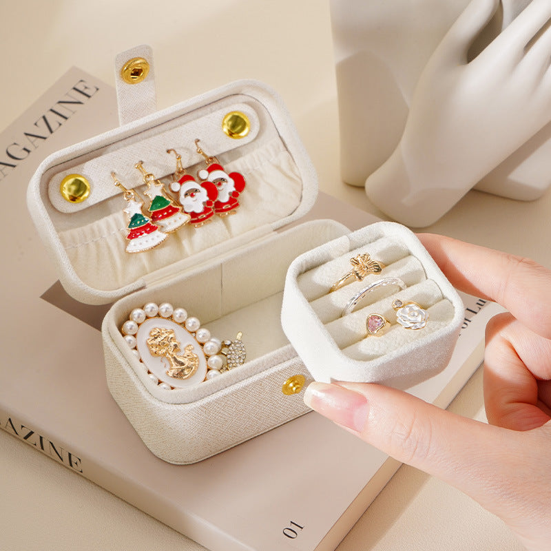 Mini Travel Jewelry Box with Earring Hooks - Compact Organizer for Rings, Earrings, and Accessories