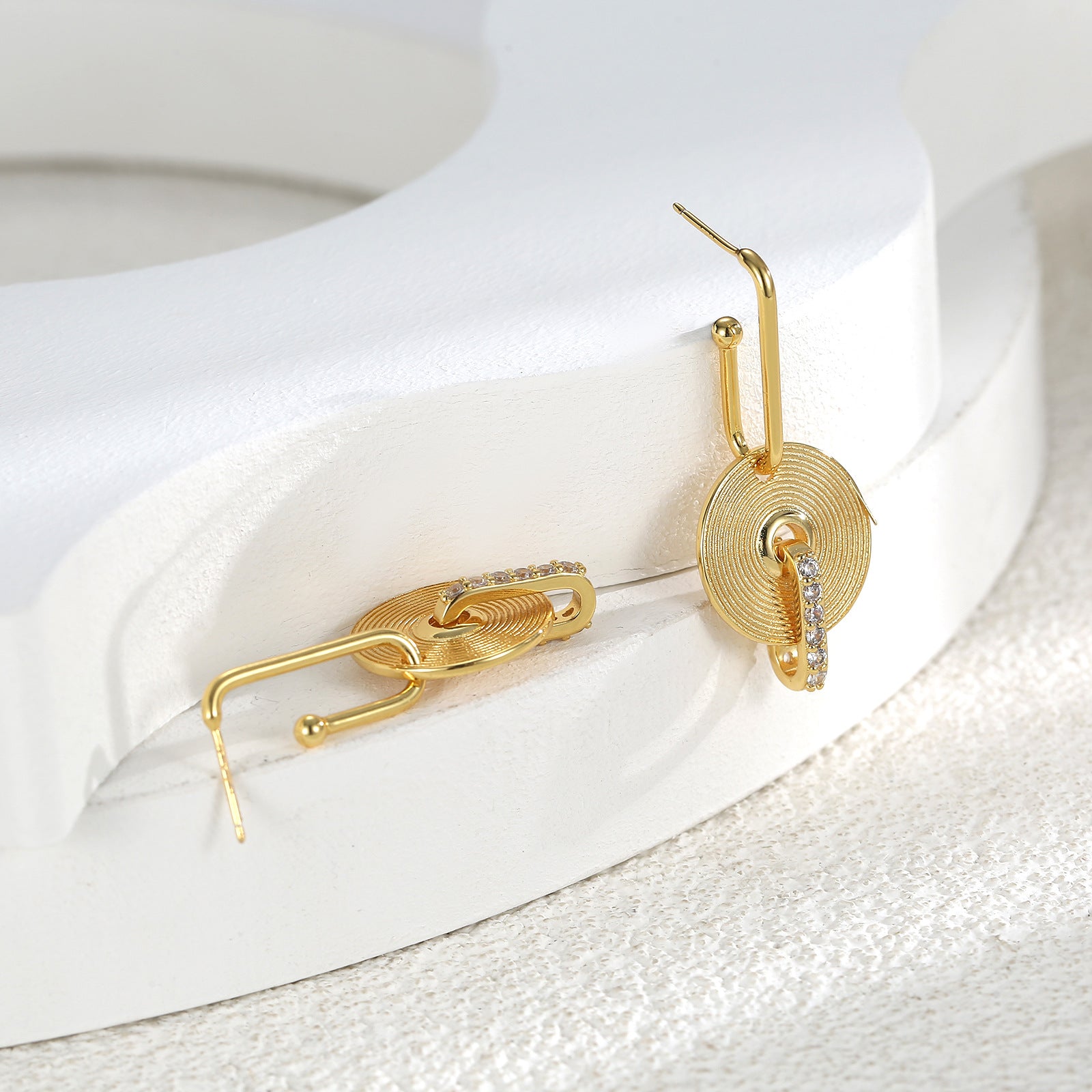 Gold pin earrings