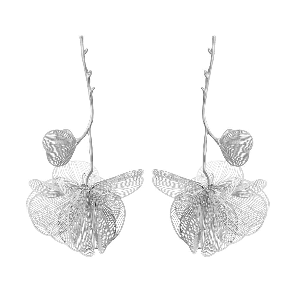 Transparent Flower White Drop Earrings jlt12767