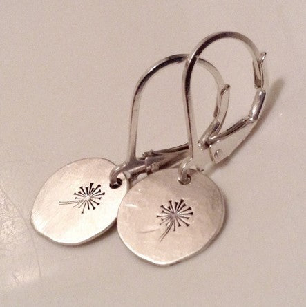 Dandelion Flower Post Silver Drop Earrings JLT12798