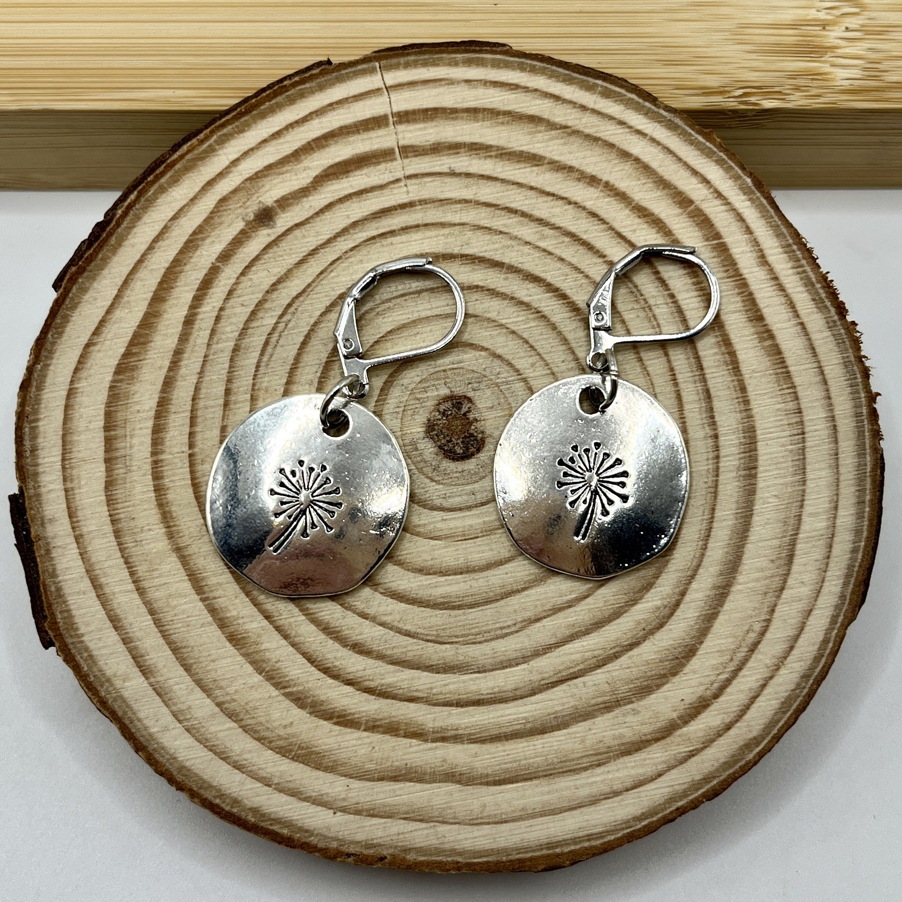 Dandelion Flower Post Silver Drop Earrings JLT12798