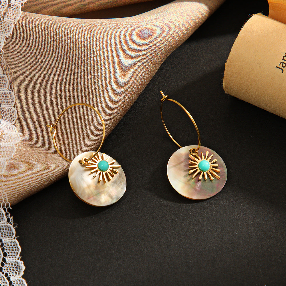 Round Sun Coined Multicolor Hoop Earrings JLT12809