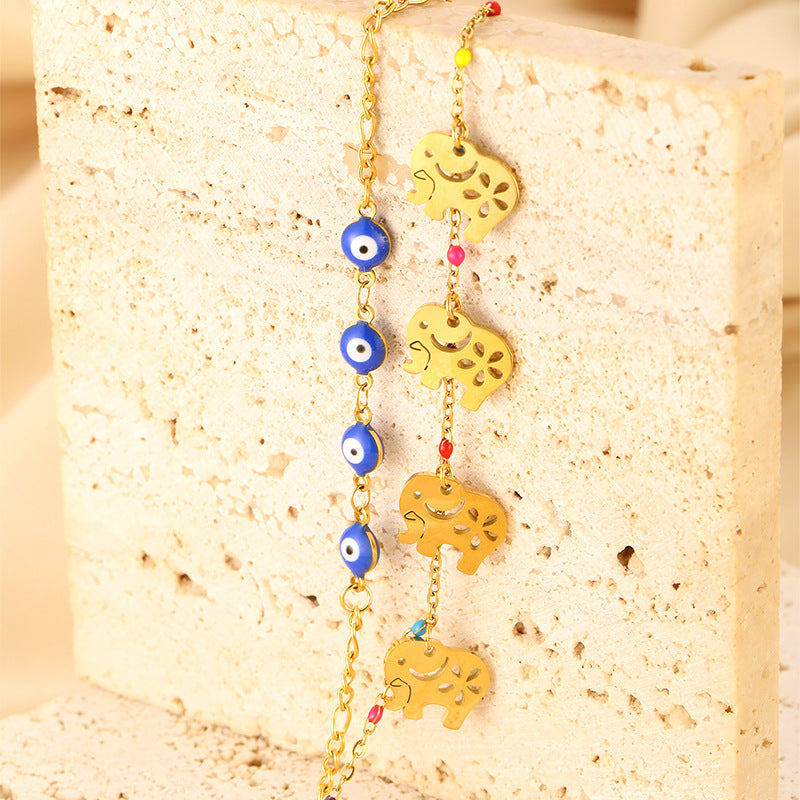 Baby Elephant And Evil Eye Multicolor Bracelet JLTB0542