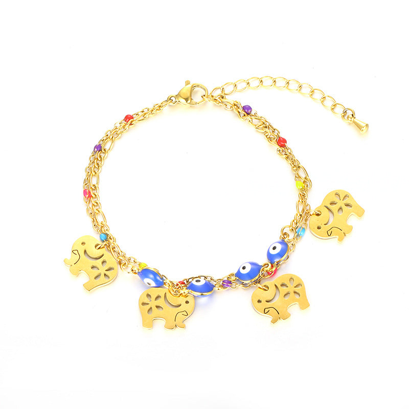 Baby Elephant And Evil Eye Multicolor Bracelet JLTB0542