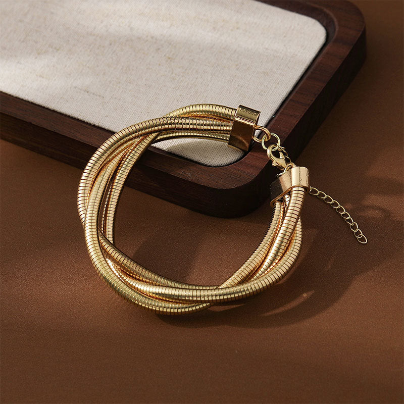 Triple Layer Wrap Aound Snake Gold Bracelet JLTB0548