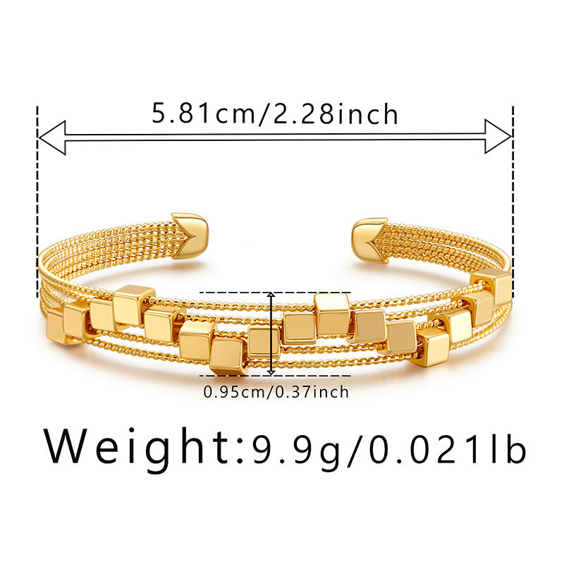 Cube Shaped Double Twisted Gold Bracelet JLTB0569