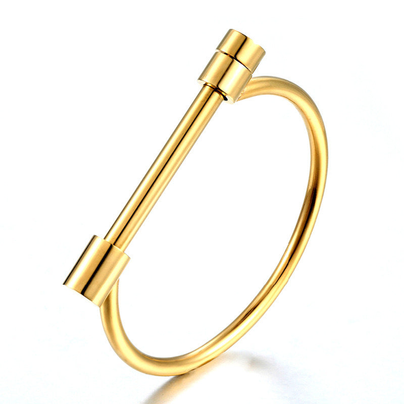 D Shape Bar Screw Gold Bracelet JLTB0594