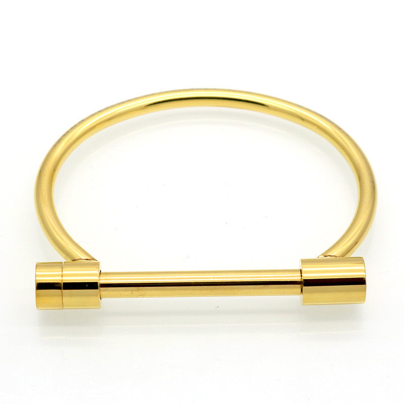 D Shape Bar Screw Gold Bracelet JLTB0594