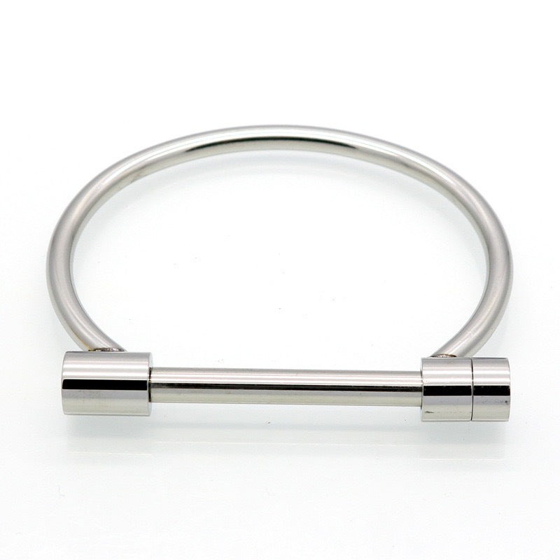 D Shape Bar Screw Silver Bracelet JLTB0595