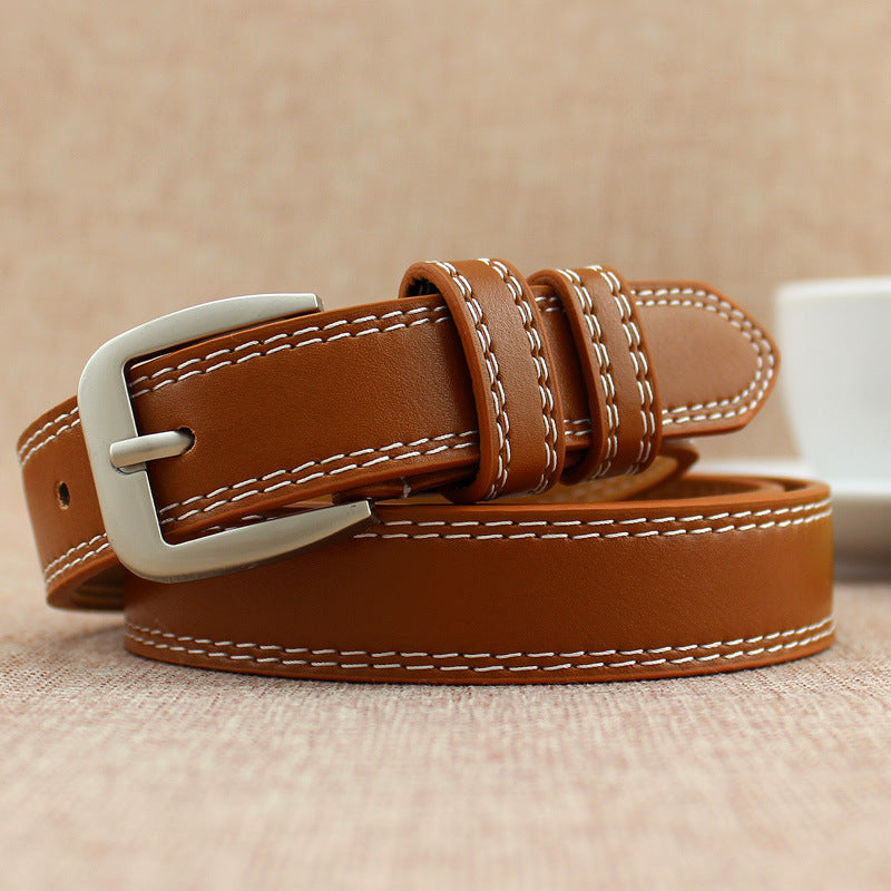 Retro Fashion Pin Buckle Decorative Thin Belt Women