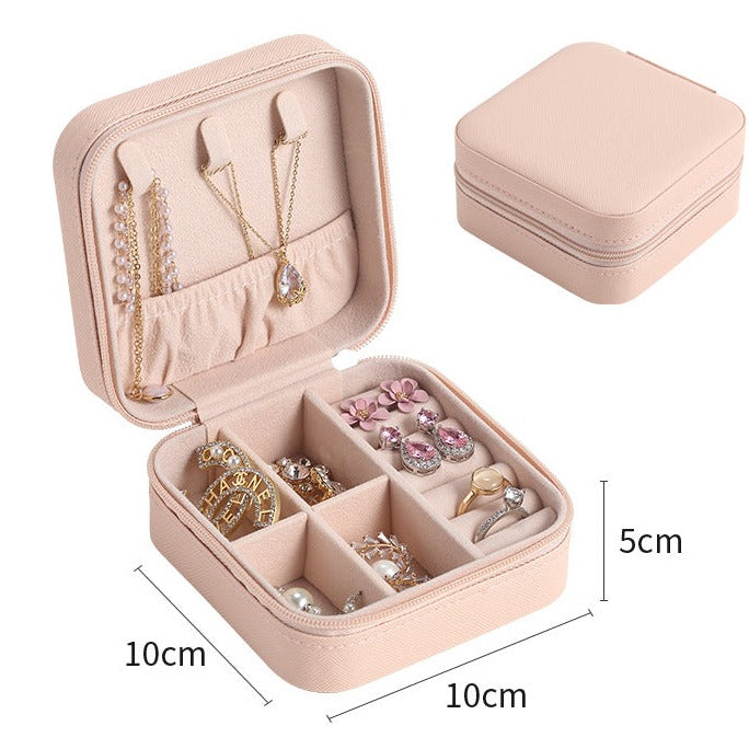 Black Travel Jewelry Organizer Case - Compact Storage Box for Rings, Earrings, and Necklaces