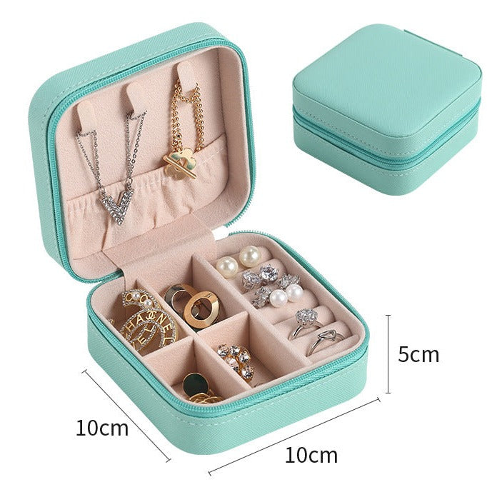 Black Travel Jewelry Organizer Case - Compact Storage Box for Rings, Earrings, and Necklaces