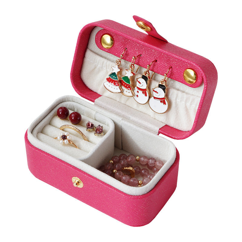 Mini Travel Jewelry Box with Earring Hooks - Compact Organizer for Rings, Earrings, and Accessories