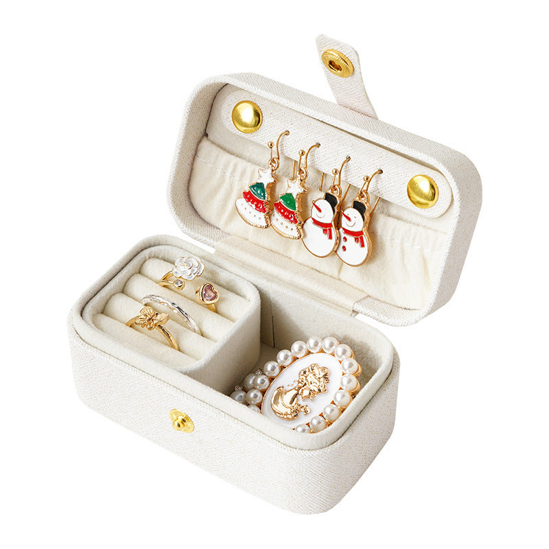 Mini Travel Jewelry Box with Earring Hooks - Compact Organizer for Rings, Earrings, and Accessories