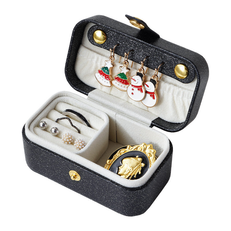 Mini Travel Jewelry Box with Earring Hooks - Compact Organizer for Rings, Earrings, and Accessories