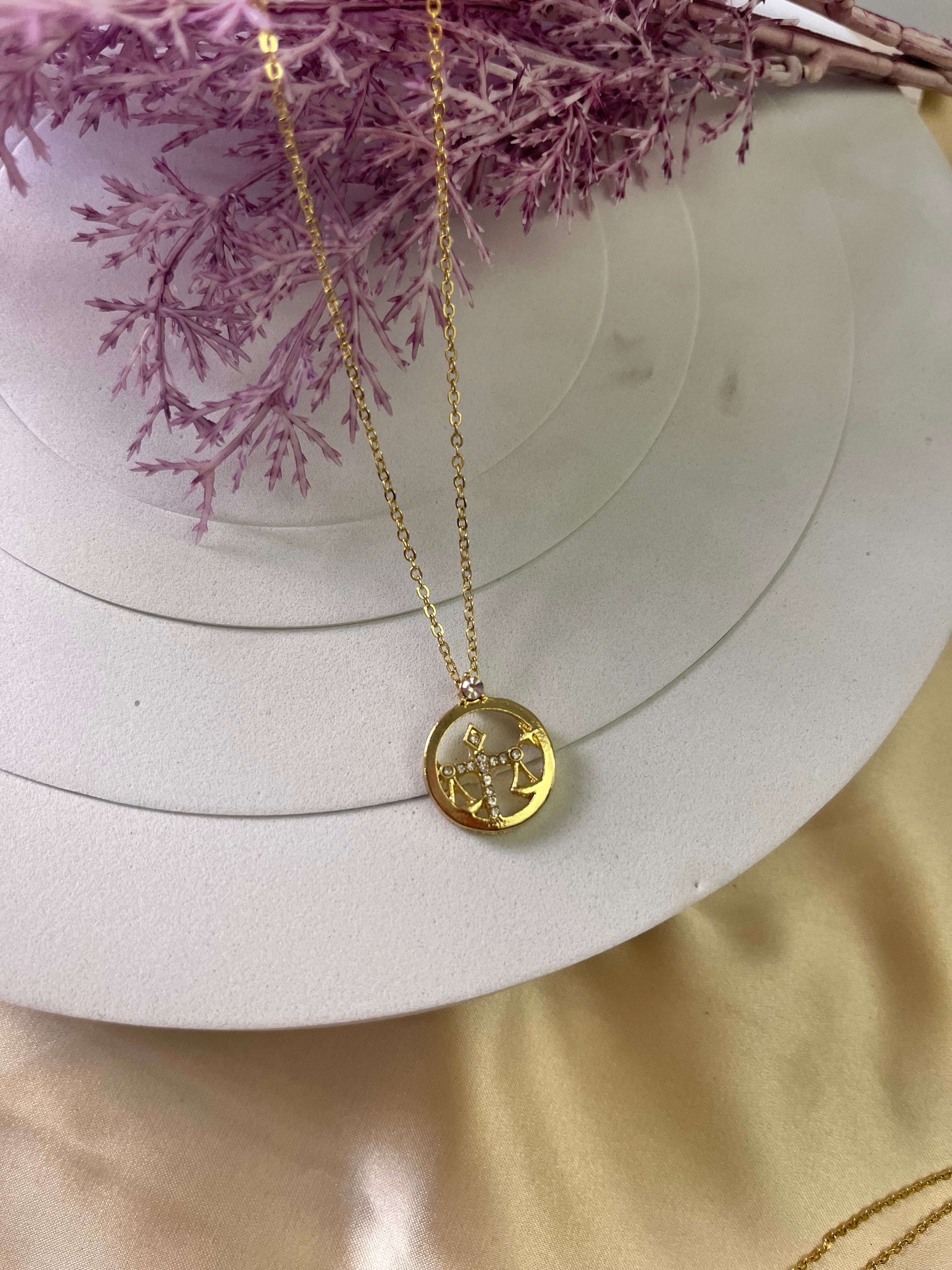 Zodiac-Inspired Gold-Plated Necklace – Astrology Pendant for All Star Signs