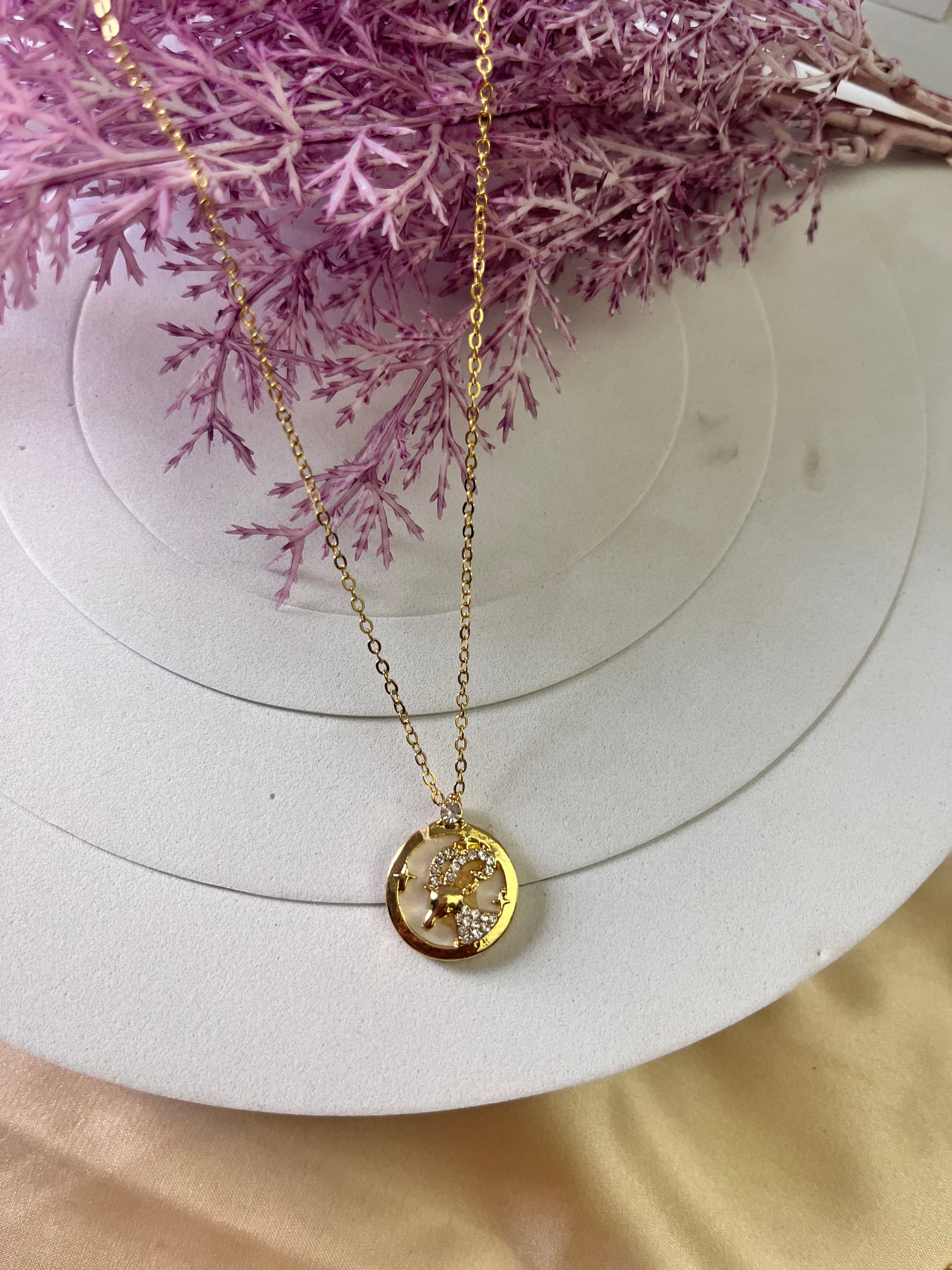 Zodiac-Inspired Gold-Plated Necklace – Astrology Pendant for All Star Signs