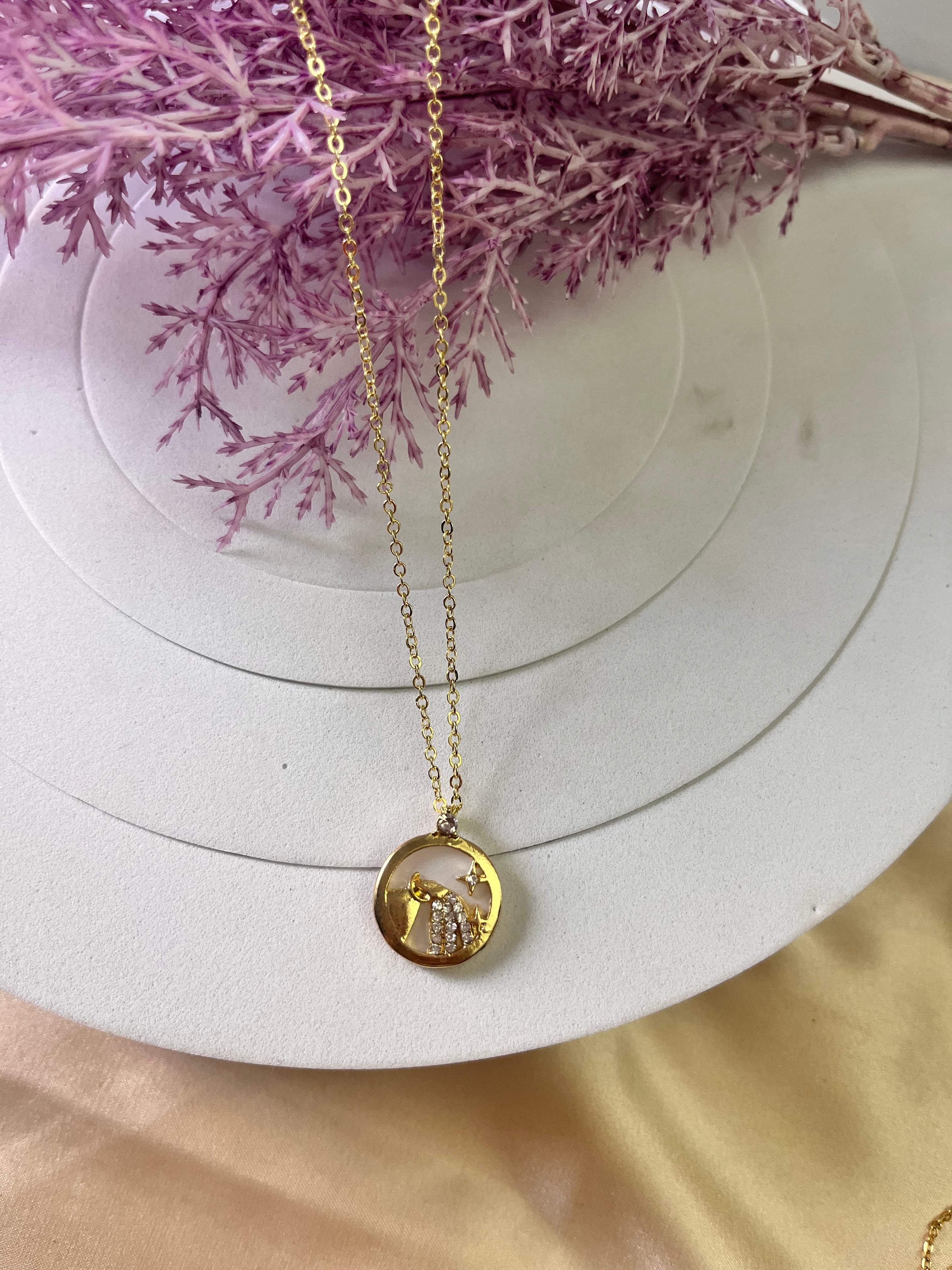 Zodiac-Inspired Gold-Plated Necklace – Astrology Pendant for All Star Signs