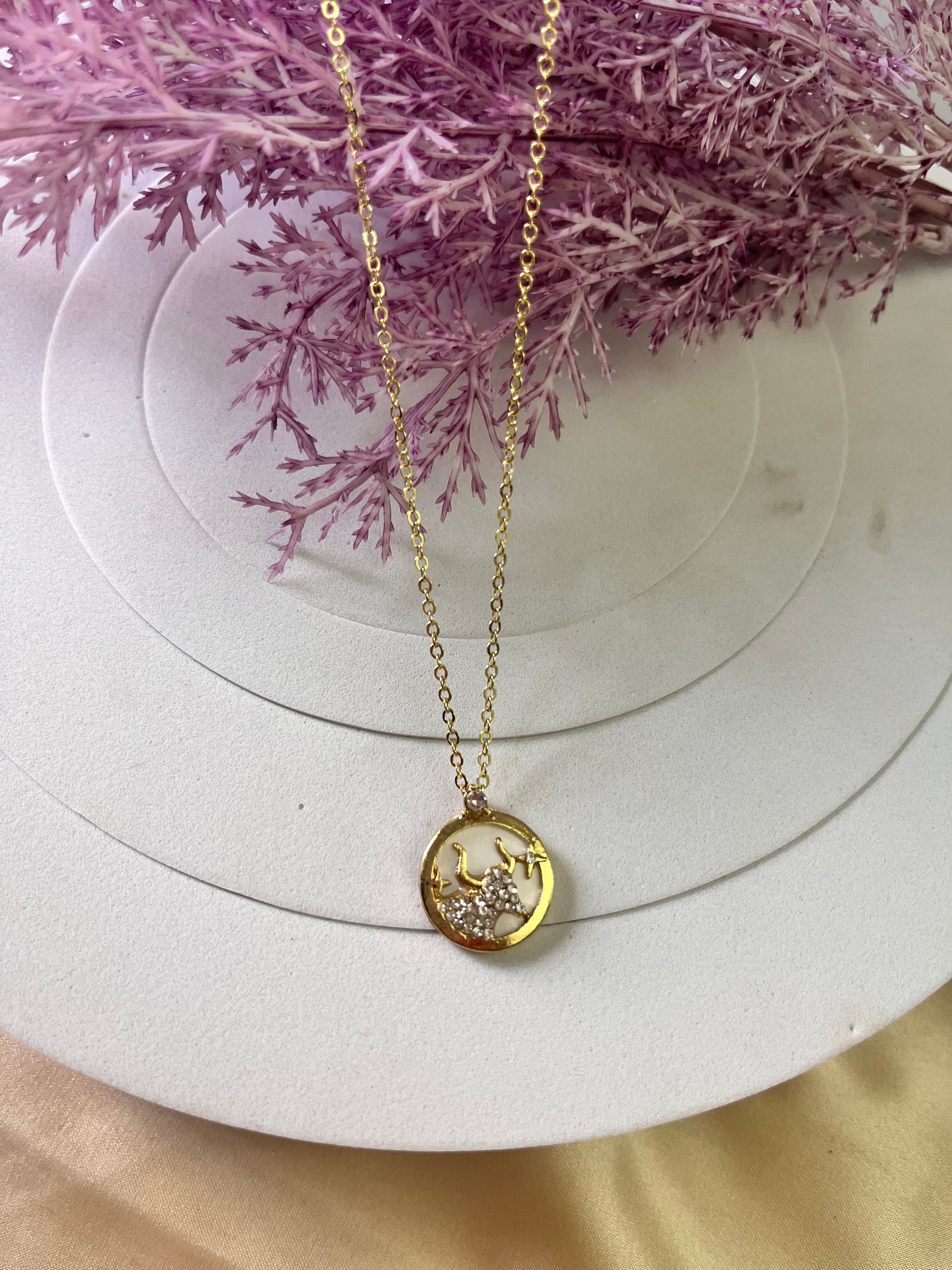 Zodiac-Inspired Gold-Plated Necklace – Astrology Pendant for All Star Signs