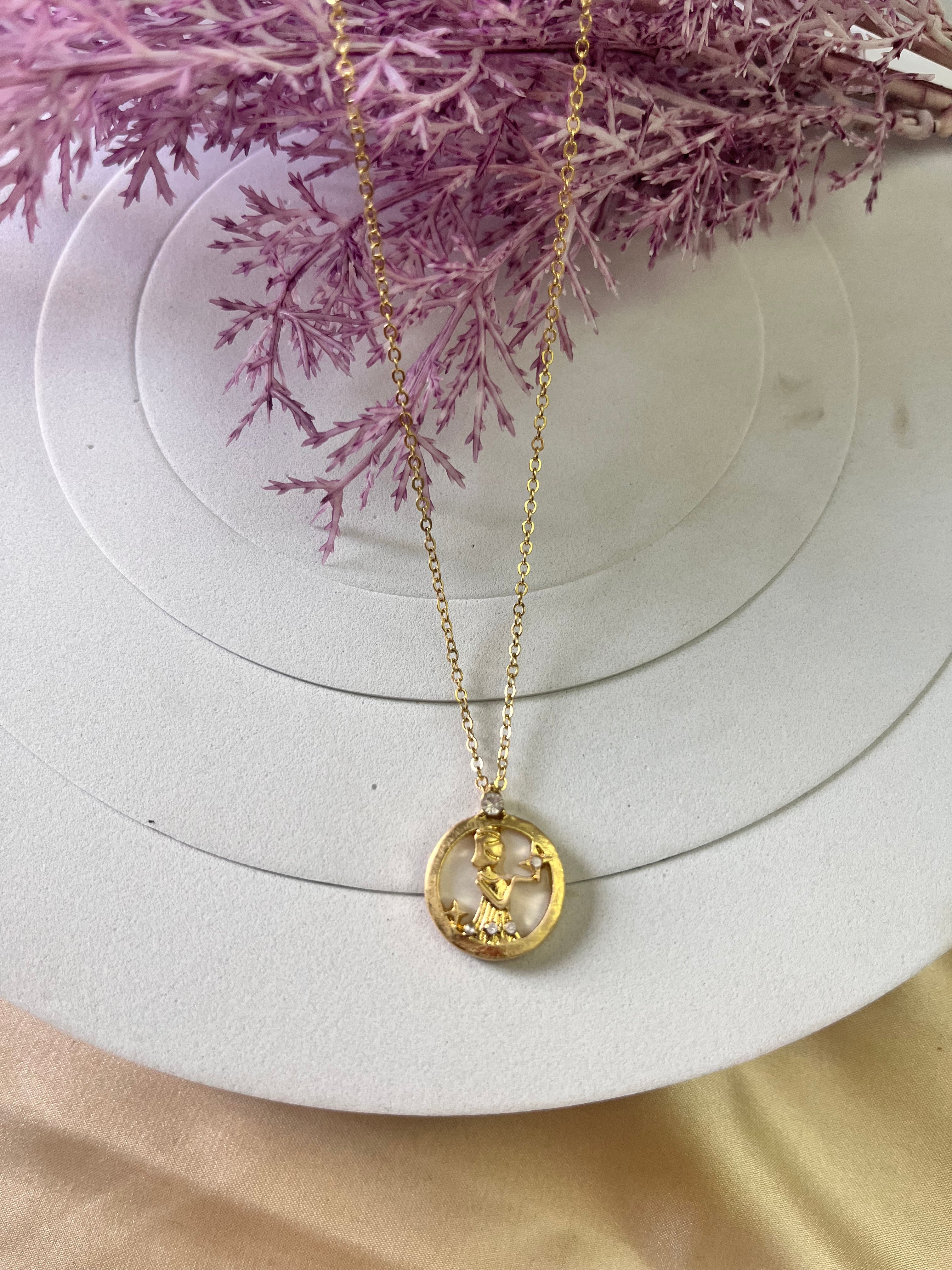 Zodiac-Inspired Gold-Plated Necklace – Astrology Pendant for All Star Signs