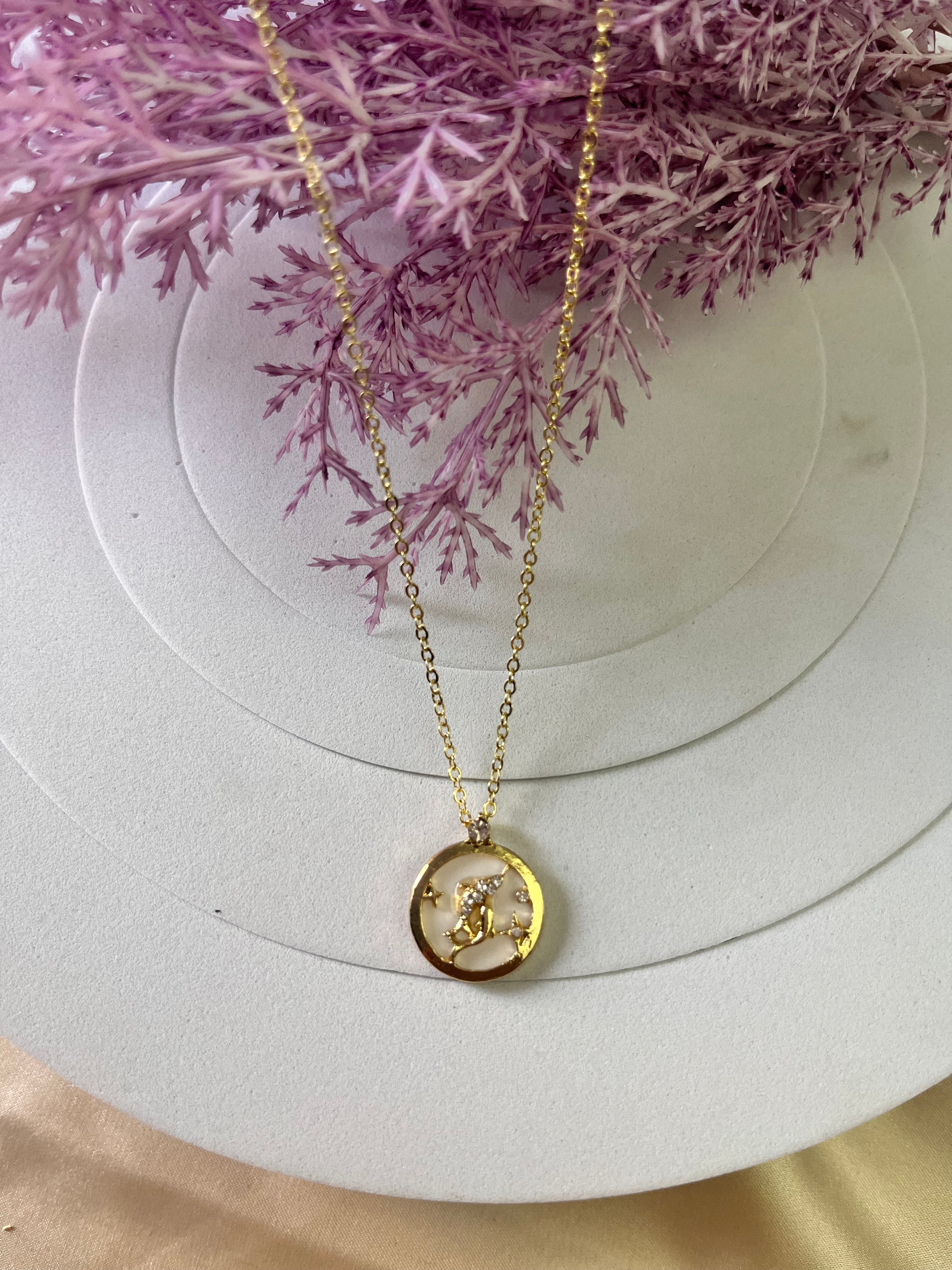 Zodiac-Inspired Gold-Plated Necklace – Astrology Pendant for All Star Signs