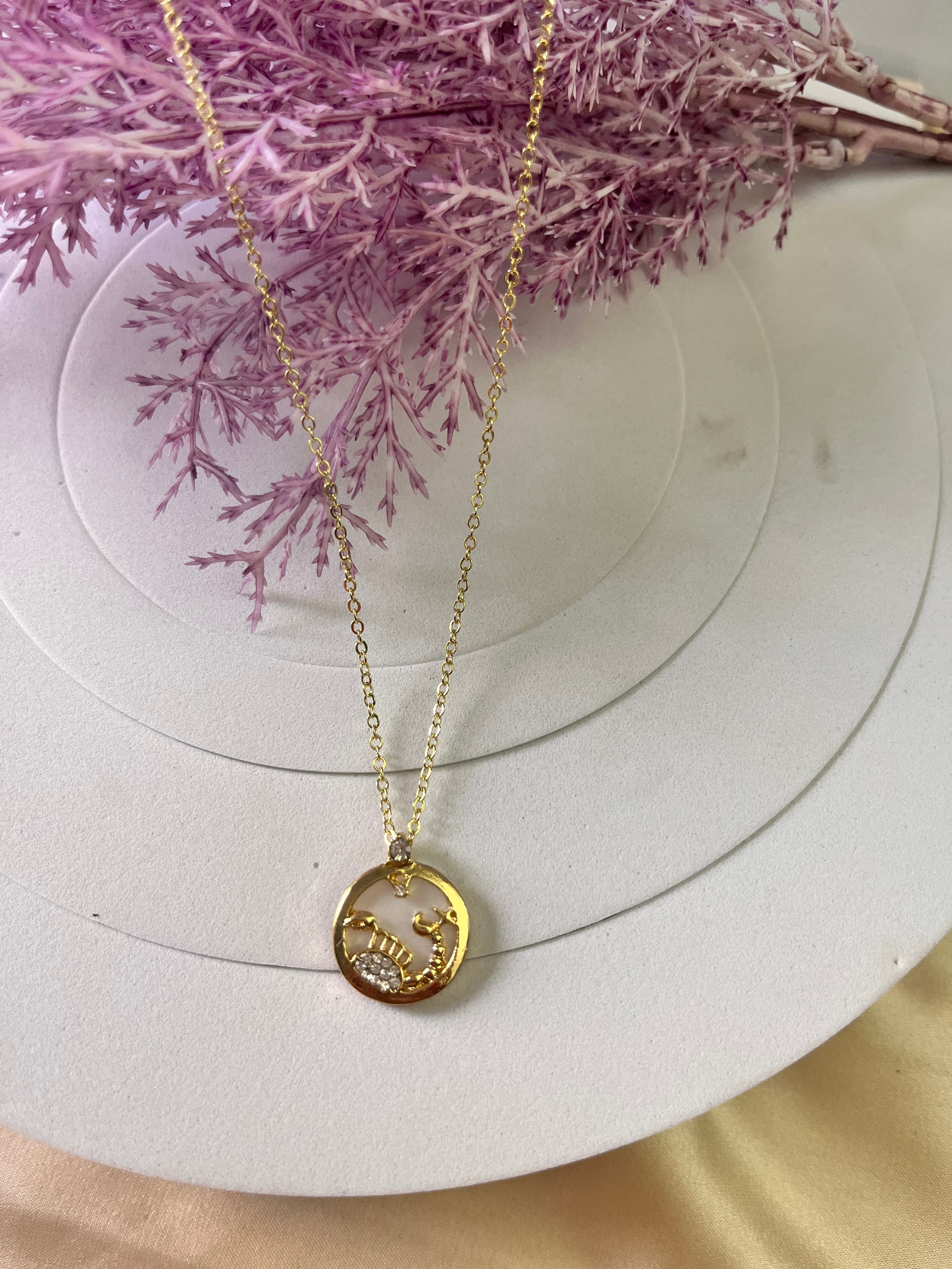 Zodiac-Inspired Gold-Plated Necklace – Astrology Pendant for All Star Signs