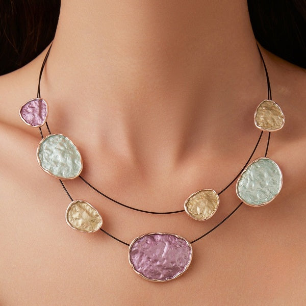 Pebble Shapes Double wire Multicolor Necklace JLTN1166