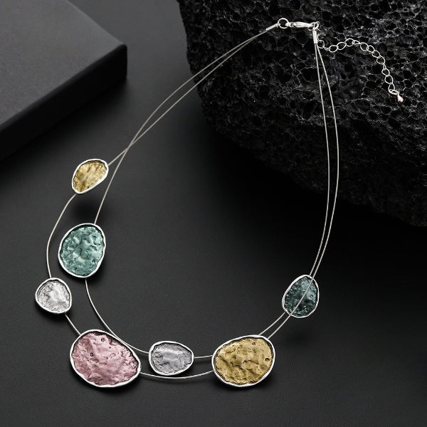 Pebble Shapes Double wire Multicolor Necklace JLTN1166