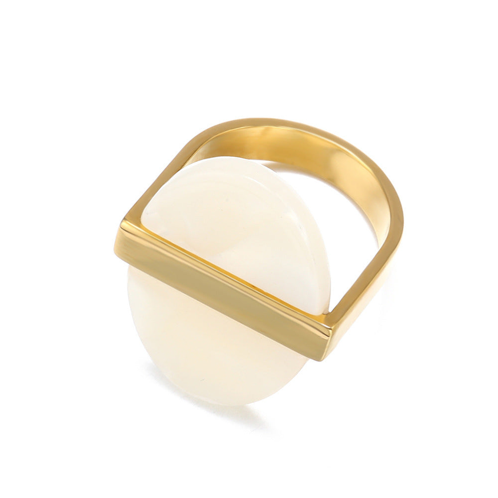 White Round Shaped U Model Gold Rings JLTR0387