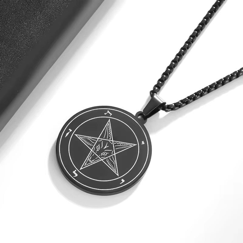 Satanic Inverted Pentagram Pendant Black Necklace MN0032