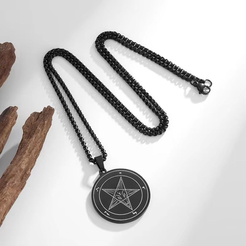 Satanic Inverted Pentagram Pendant Black Necklace MN0032