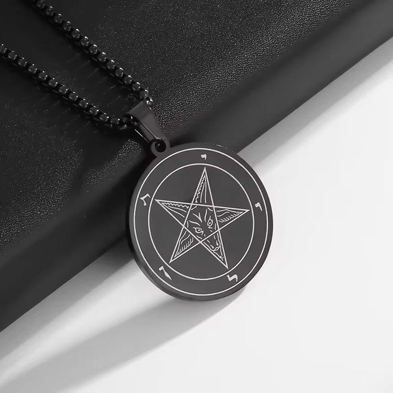 Satanic Inverted Pentagram Pendant Black Necklace MN0032