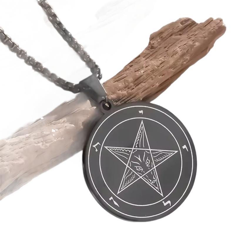 Satanic Inverted Pentagram Pendant Black Necklace MN0032